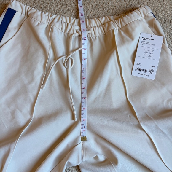 Athleta Pant MVP Mid Rise Side Stripe ivory blue MP - Picture 9 of 11